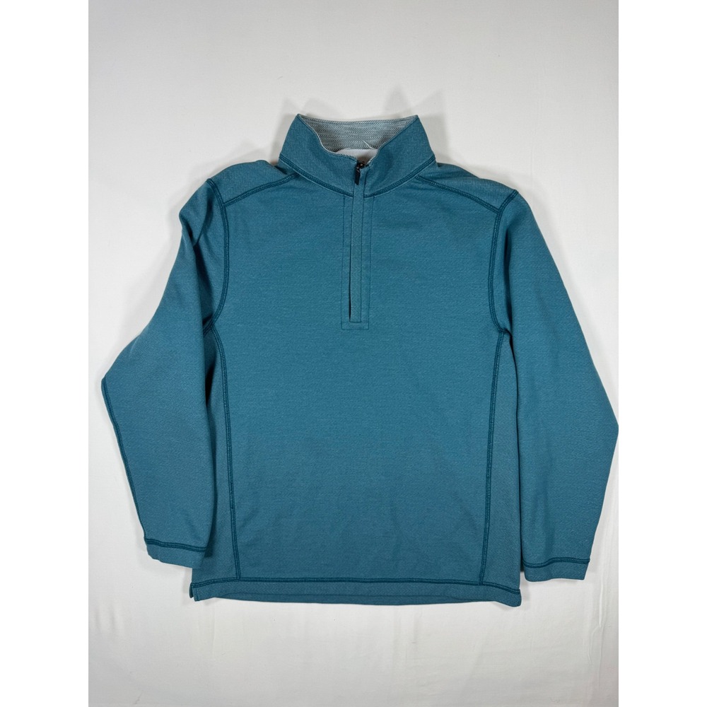 Tommy Bahama Pullover Flip Side Teal Men's L Reversible Quarter Zip Comy Travel
